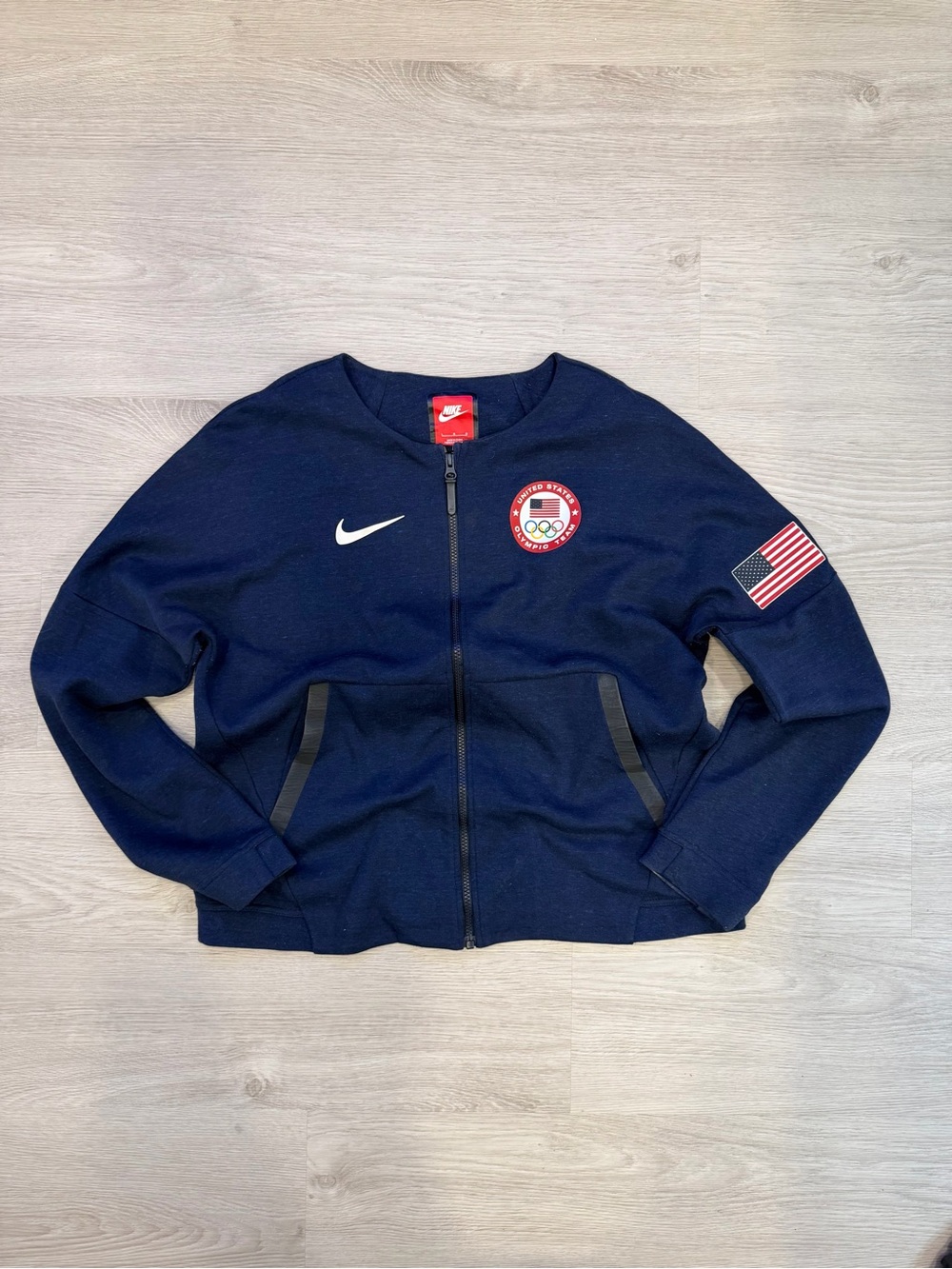 NIKE Tech Jacket Women L Blue United States Olympic Team USA Full Zip